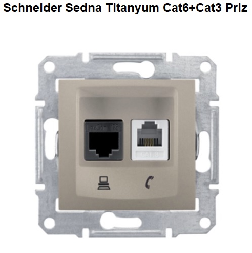 Schneider Sedna Titanyum Cat6+Cat3 Priz