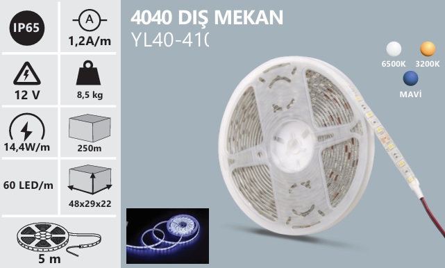 60 Led 14.4w 720 Lmen Silikonlu 4040 erit Led