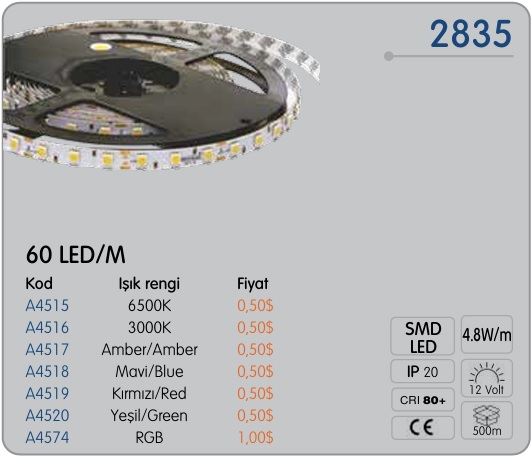 60 Ledli 4.8w 2835 erit Led