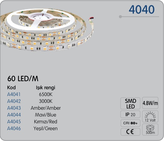 60 Led 4.8w 420 Lmen 4040 erit Led