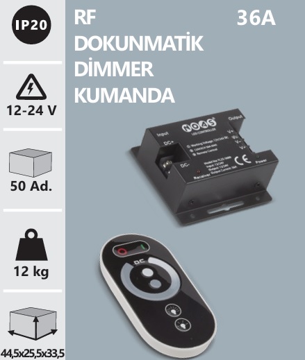 36 Amper Dokunmatik erit Led Dimmer